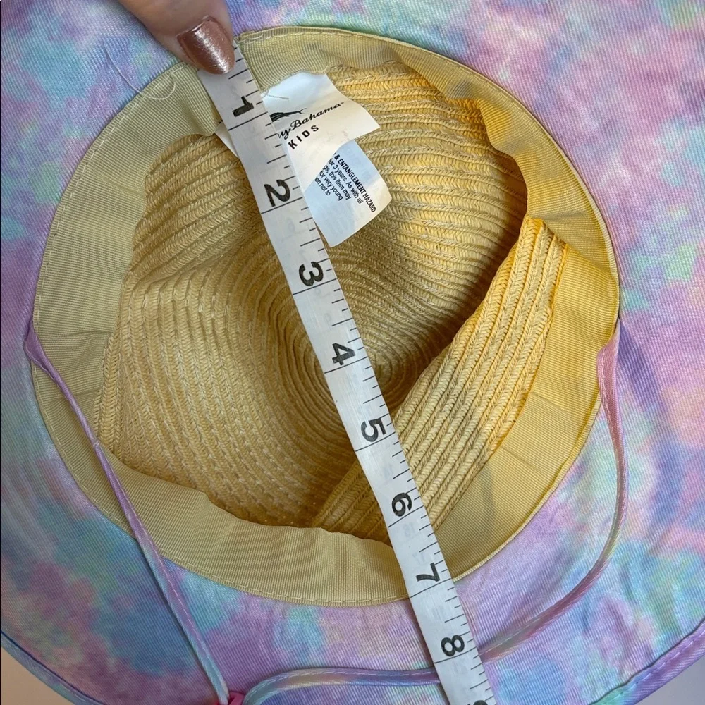 Tommy Bahama Kids Tie Dye Straw Wide Brim Sun Hat OS With Chin Strap